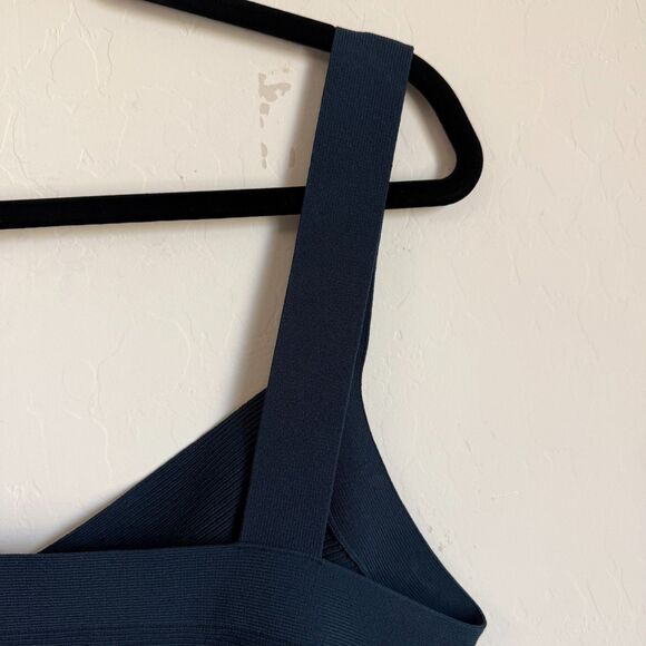Aritzia Babaton XL Sculpt Knit Greek Tank Navy Blue Ribbed Shape Wear Boho Chic - Picture 12 of 16